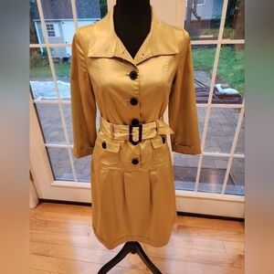 Vintage VERTIGO PARIS Satin Trench-Style Dress